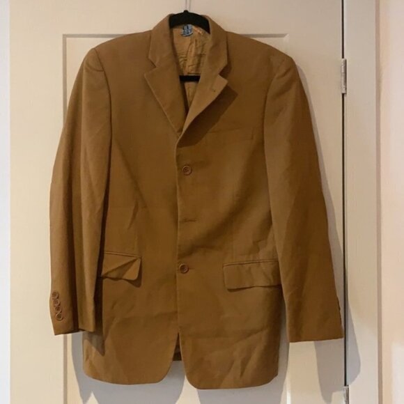 𝅺orvieto sand Notch Lapel Suit Modern slim fit wool linen blazer size 38R - Picture 2 of 8